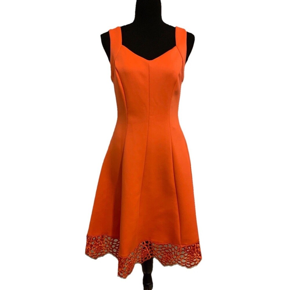 Donna Ricco Womens Size 4 Dress Retro Sleeveless Classic Orange Stretch